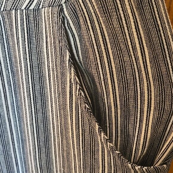 a.n.a Navy Deep Blue White Striped Cropped Jumpsuit 0x Pockets Sleeveless Plus - Picture 10 of 16